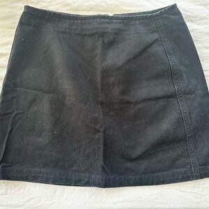 Black denim mini skirt